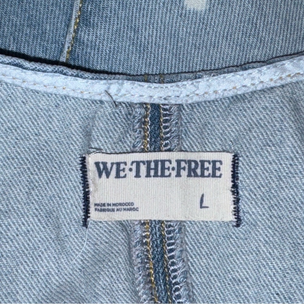 Free People We The Free Shortall Romper in Bright Eyes Blue Denim Size L - Picture 12 of 15